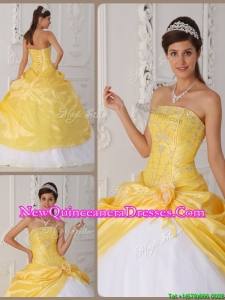 Elegant Appliques Quinceanera Gowns with Hand Made Flower