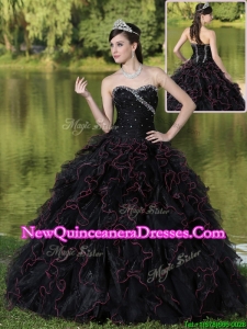 New Style Ruffles Layered and Beading Quinceanera Gowns in Black