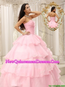 Popular Beading and Ruffles Baby Pink Quinceanera Dresses