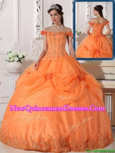 Best Off The Shoulder Sweet 16 Dresses with Appliques and Hand Made Flowers