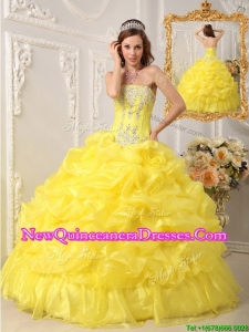 Elegant Ball Gown Strapless Floor Length Quinceanera Dresses
