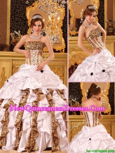 Perfect New Style Strapless Brush Train Quinceanera Dresses in White