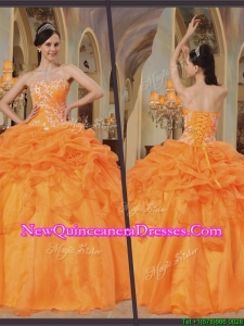 Perfect Orange Red Sweetheart Quinceanera Gowns with Appliques