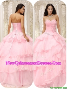 Simple 2016 Sweetheart Ruffles Quinceanera Dresses in Baby Pink