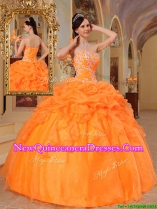 2016 New Style Orange Red Ball Gown Sweetheart Quinceanera Dresses