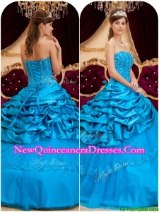 Cheap Strapless Pretty Sweet 15 Dresses with Appliques and Beading