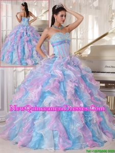 Elegant Multi Color Quinceanera Gowns with Ruffles and Appliques