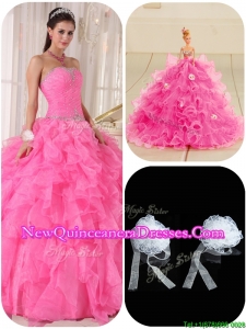 Exquisite Ball Gown Hot Pink Pretty Sweet 15 Dresses with Beading