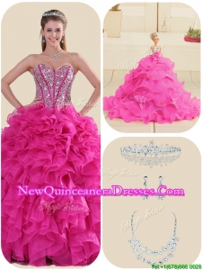 2016 Top Seller New Style Fuchsia Quinceanera Gowns with Ruffles and Beading