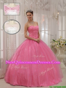 Gorgeous Sweetheart Beading Pretty Sweet 15 Dresses in Pink