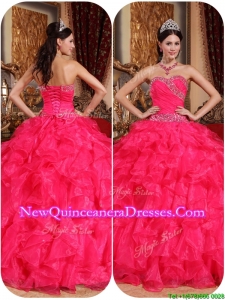 2016 Popular Coral Red Ball Gown Top Seller Quinceanera Dresses with Beading