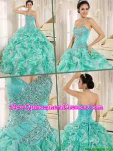 Brand New Apple Green Quinceanera Dresses with Beading and Ruffles