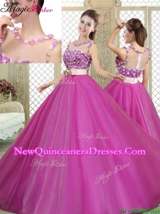 Cheap Scoop Sweet 16 Dresses with Belt and Appliques