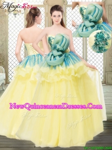 Perfect A Line Strapless Quinceanera Dresses with Bowknot and Ruffles