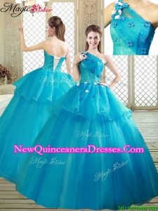 Popular One Shoulder Quinceanera Dresses with Ruffles and Appliques