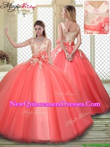 Spring Straps Quinceanera Dresses with Appliques and Hand Made Flowers