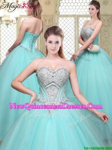 2016 Modest Sweetheart Beading Quinceanera Gowns for Summer