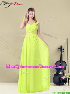 Beautiful Empire One Shoulder Belt Dama Dresses for 2016 Spring