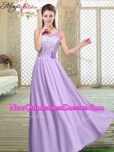 Best Scoop Lace Dama Dresses in Lavender