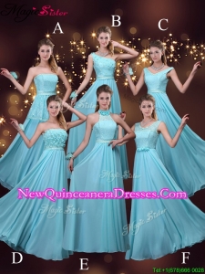 2016 Cheap Empire Aqua Blue Quinceanera Dama Dresses