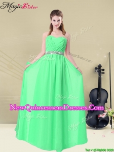 2016 Summer Gorgeous Sweetheart Floor Length Dama Dresses with Ruching and Belt