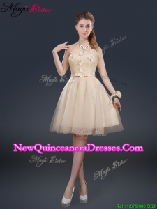 Cheap Strapless Dama Dresses with Appliques and Belt