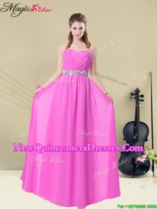 Gorgeous Empire Sweetheart Dama Dresses with Ruching and Belt