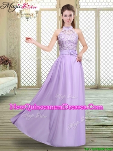 Sweet High Neck Lace Lavender Dama Dresses