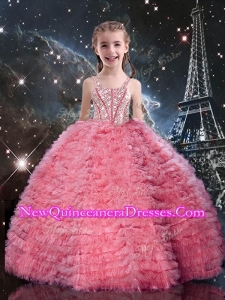 Beautiful Straps Little Girl Pageant Dresses with Beading and Ruffles