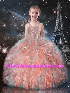 Best Ball Gown Straps Beading Little Girl Pageant Dresses for Fall