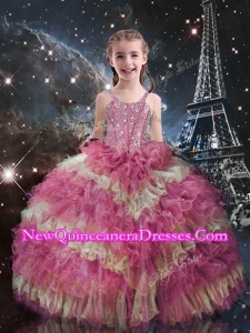 Fashionable Straps Ruffled Layers Little Girl Pageant Dress for Fall