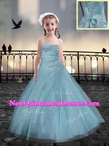 Lovely Beading Little Girl Pageant Dresses in Light Blue
