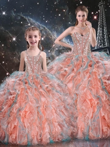 Gorgeous Ball Gown Macthing Sister Dresses with Beading and Ruffles for Fall