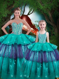 Hot Sale Ball Gown Macthing Sister Dresses with Ruffled Layers