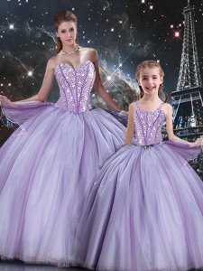 Sweet Ball Gown Beading Macthing Sister Dresses in Lavender