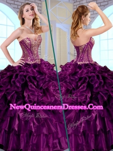 2016 Simple Ball Gown Sweetheart Ruffles and Appliques Quinceanera Dresses