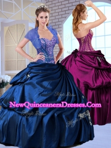 Unique Sweetheart Taffeta Royal Blue Quinceanera Dresses with Appliques