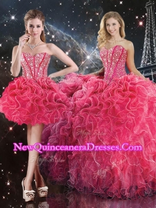 Luxurious Sweetheart Detachable Sweet 16 Dresses with Beading for Fall