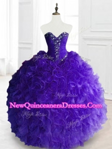 2016 Fast Delivery Purple Sweet 16 Dresses with Beading and Ruffles