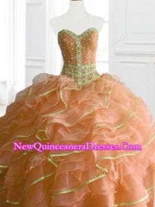 Custom Made Ball Gown Beading and Ruffles Sweet 16 Dresses for 2016