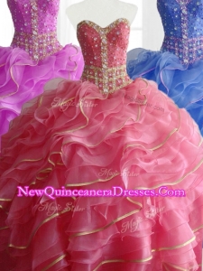 Fast Delivery Ball Gown Quinceanera Dresses with Beading and Ruffles