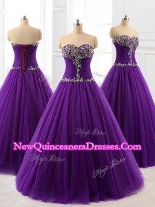 Fast Delivery Beading A Line Sweet 16 Dresses in Purple