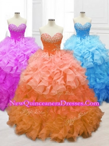Fast Delivery Sweetheart Quinceanera Gowns with Beading and Ruffles
