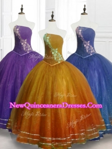 2016 Fast Delivery Ball Gown Strapless Organza Quinceanera Dresses with Beading