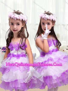 2016 Perfect Short Little Girl Pageant Dresses with Appliques and Ruffled Layers