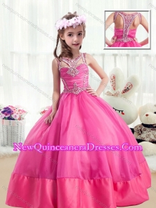 2016 Sweet Ball Gown Beading Little Girl Pageant Dresses in Hot Pink