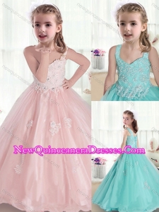 2016 Cute Straps Little Girl Pageant Dresses with Appliques and Beading