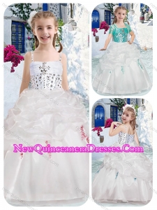 Best Spaghetti Straps 2016 Little Girl Pageant Dresses with Beading and Bubles