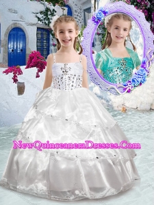 Pretty Spaghetti Straps Ball Gown Beading 2016 Little Girl Pageant Dresses