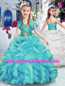 Latest Halter Top Little Girl Pageant Dresses with Ruffles and Beading